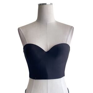 Vintage 90s Wacoal Black Strapless Bustier Longline Bra Sz 34B Perfect Contour